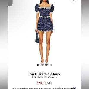 For Love And Lemons Navy Mini Dress with White Accents